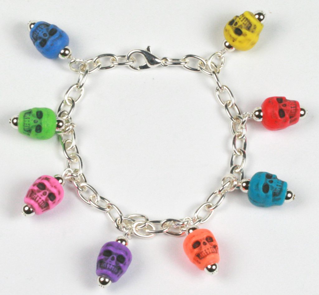 Halloween novelty bead skull bracelet