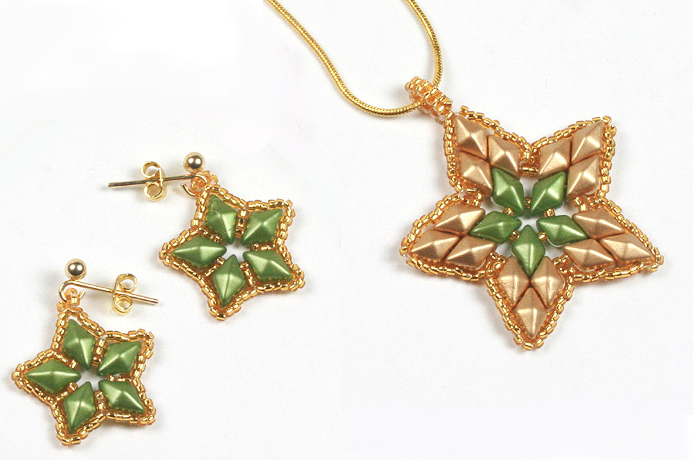 Diamonduo Star Pendant and Earrings - Creative Beadcraft