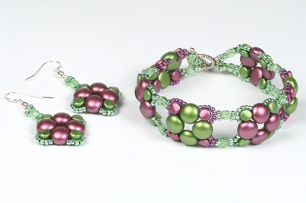 2-hole candy beads and pellets bracelet and earrings