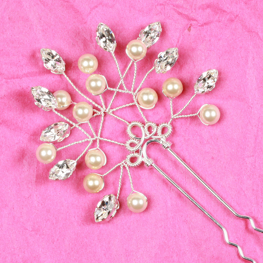 Bridal hair accessories - long hair pins with Swarovski crystal