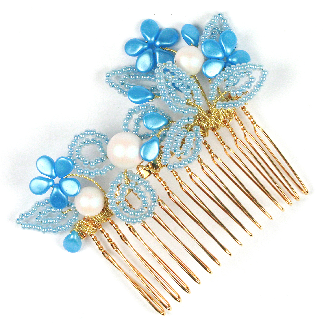 Bridal hair accessories - pip flower and pearl hair combs