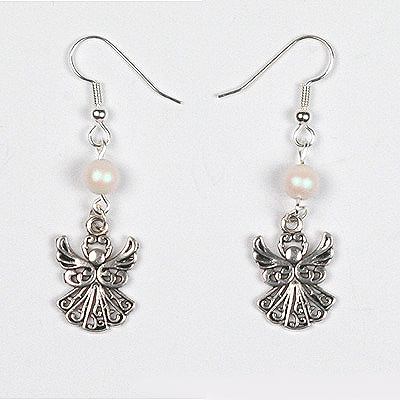 Swarovski pearl charm earrings - silver christmas jewellery