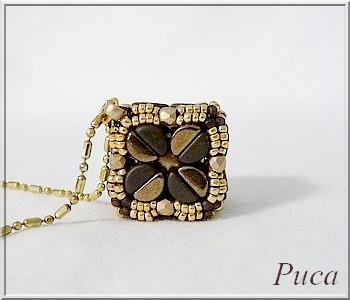 Coffee Pendant with Kos par Puca beads