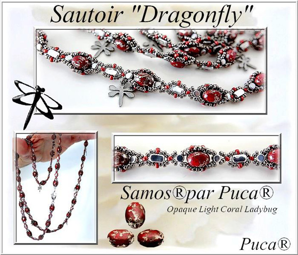 Dragonfly Necklace with Samos par Puca beads