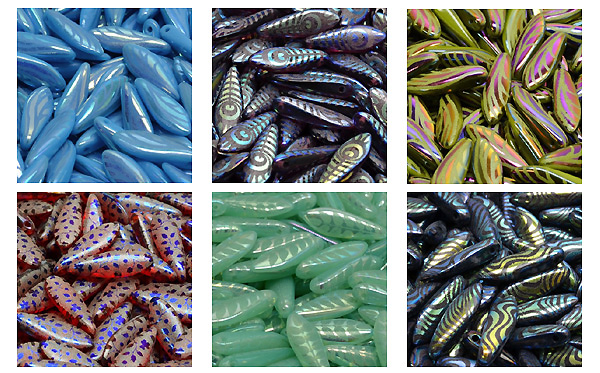 Czech Glass Dagger Beads with Laser Designs